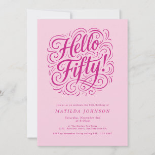 Invitación ¡Hola Cincuenta! Elegante Fiesta de Cumpleaños Ros