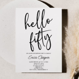 Invitación Hola Cincuenta Elegantes Minimales Fiesta 50 de Cu