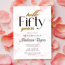Invitación Hola Cincuenta Modas Marble 50 cumpleaños