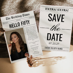 Invitación Hola Cincuenta Periódico Fotográfico Cumpleaños 50
