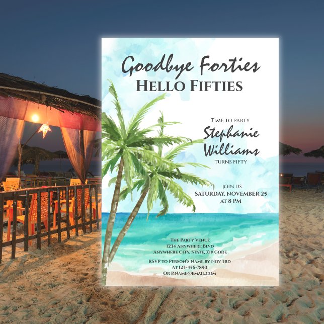 Invitación Hola Cincuenta Verano Beach 50 cumpleaños (Subido por el creador)