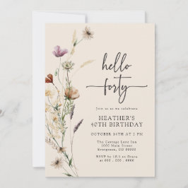 Invitación Hola cuarenta cumpleaños boho