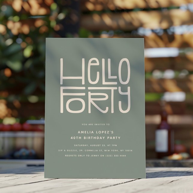 Invitación HOLA CUARENTA Cumpleaños moderno 40 (Subido por el creador)