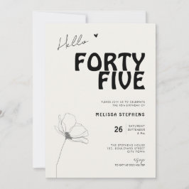Invitación Hola Cuarenta y Cinco Tipografía Negrita Cumpleaño