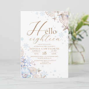 Invitación Hola Cumpleaños del Mar de Invierno Dieciocho