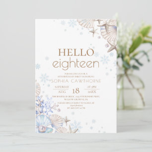 Invitación Hola Cumpleaños Dieciocho Suave Minimalista Elegan
