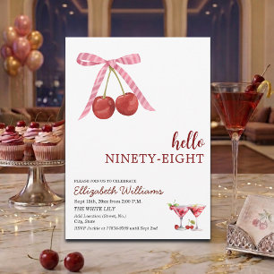 Invitación Hola Cumpleaños Martini de Noventa y Ocho Cerezas