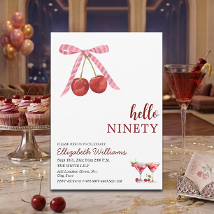 Invitación Hola Cumpleaños Party Ninety Cherry Martini
