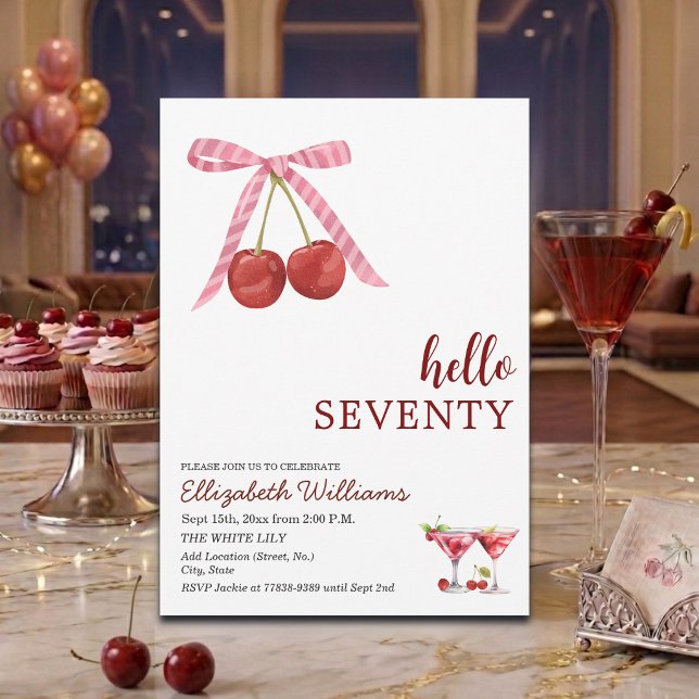 Invitación Hola Cumpleaños Sesenta y Setenta Martini de Cerez (Subido por el creador)
