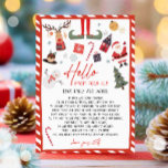 Invitación Hola de Elf Arrival Carta Estoy de vuelta Navidade<br><div class="desc">(H) Esta linda carta de elfo es una adición perfecta a tus Navidades mágicos.</div>