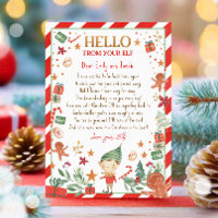 Hola de Elf Arrival Carta Estoy de vuelta Navidade