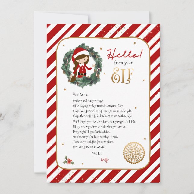 Invitación Hola de Elf Welcome Letter (Anverso)