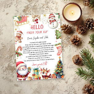 Invitación Hola de la Carta de Llegada del Elfo de Navidad