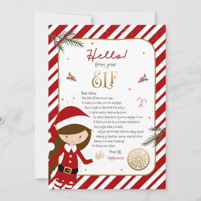 Invitación Hola desde la Carta de Bienvenida del Elfo (Anverso)