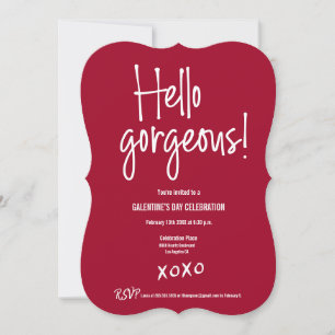 Invitación Hola, Día de Galentines hermoso xoxo Rojo personal