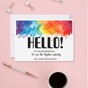 Invitación Hola, Editable Somos nuevos en el barrio