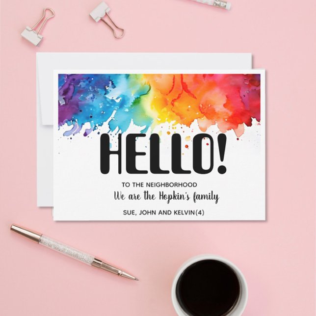 Invitación Hola, Editable Somos nuevos en el barrio (Subido por el creador)