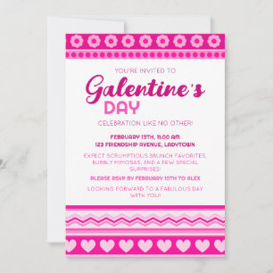 Invitación Hola espléndidos corazones rosados del Día de Gale
