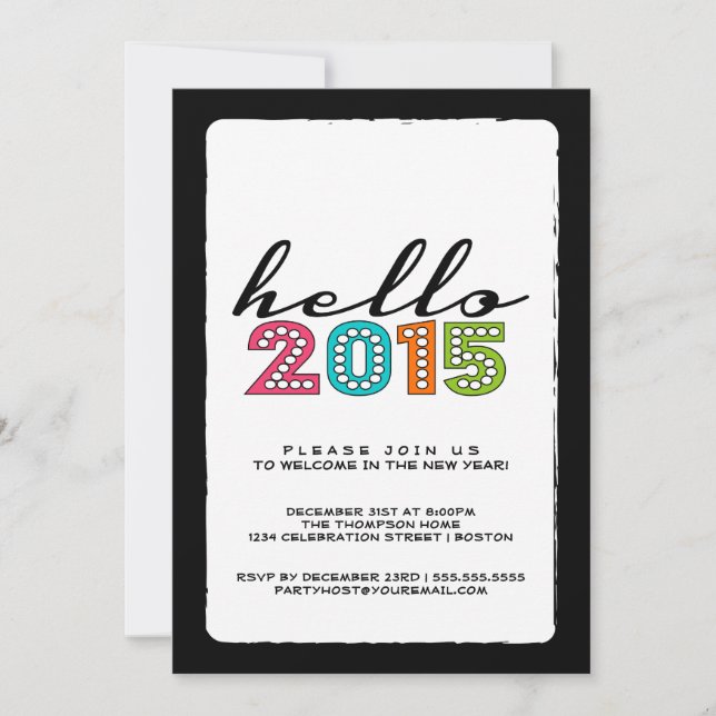 Invitación Hola feliz Fiesta de Año Nuevo 2014 (Anverso)