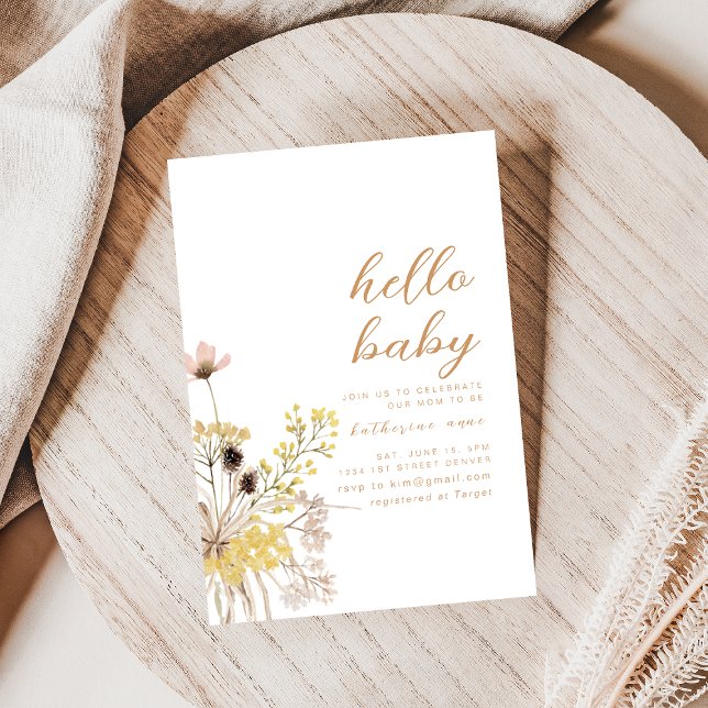 Invitación Hola Fiesta de Baby Shower Invitar a Boho Wildflow (Subido por el creador)
