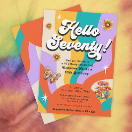 Invitación Hola fiesta de cumpleaños de Setenta Groovy 70