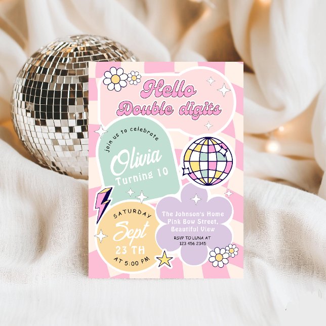 Invitación Hola fiesta de cumpleaños número 10 Double Digits (Subido por el creador)