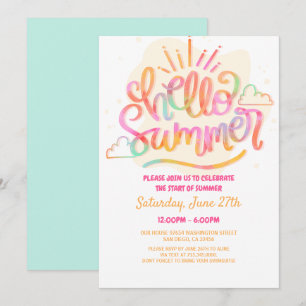 Invitación Hola Fiesta de verano, Último Día de la Escuela, f