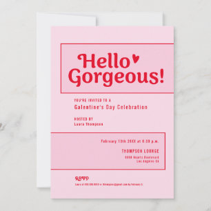 Invitación Hola Galentine’s Day Rosa Rojo juguetón