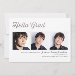 Invitación Hola Grad Relieve metalizado plateado 3 Graduación