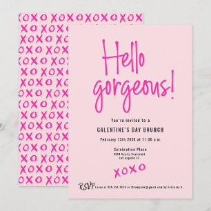 Invitación Hola Hermosa Brunch del Día de Galentines XOXO Ros