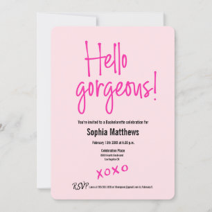 Invitación Hola hermosa soltera Pink XOXO