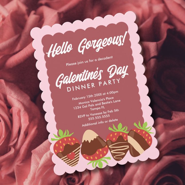 Invitación Hola Hermosas Fresas Día de Galentines (Subido por el creador)