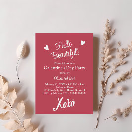 Invitación ¡Hola, Hermoso! Fiesta del Día de Galentina de XOX