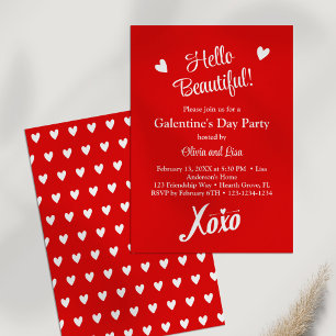 Invitación ¡Hola, Hermoso! Fiesta del Día de Galentina XOXO R