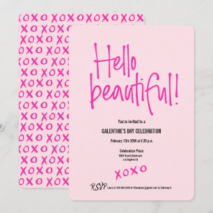 Invitación ¡Hola, Hermoso! Personalizado rosa xoxo del Día de