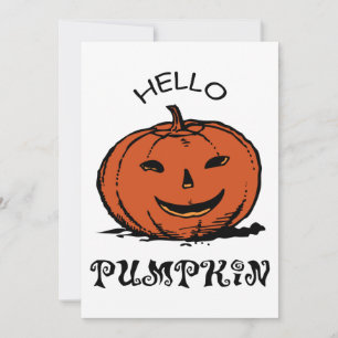 Invitación Hola ilustración de jack-o-lantern de calabaza, Ne