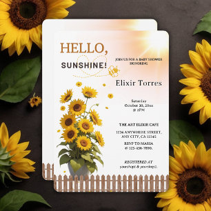 Invitación Hola Jardín de Girasoles Bajo el Sol Ducha de Bebé