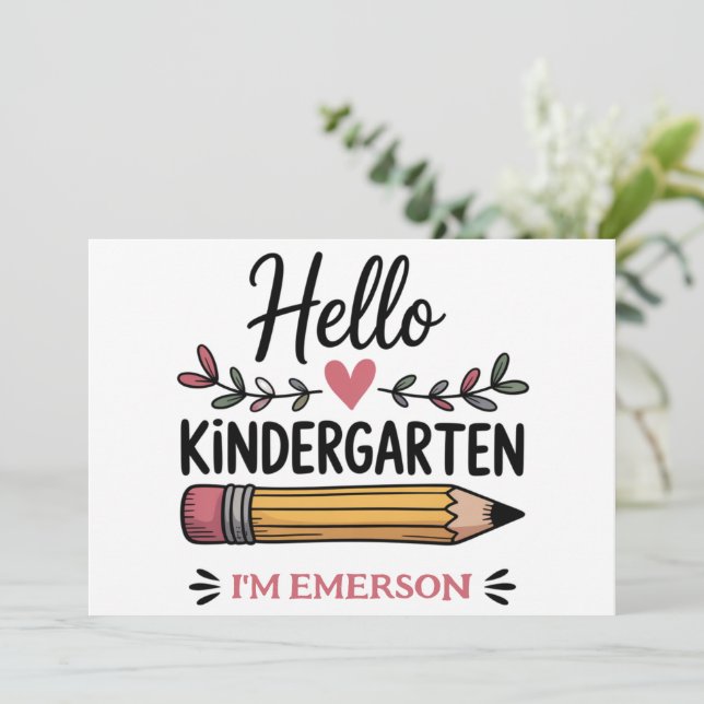 Invitación Hola Kindergarten Personalizado De Vuelta A La Esc (Anverso de pie)