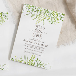 Invitación Hola Little One Greenery Floral Baby Shower
