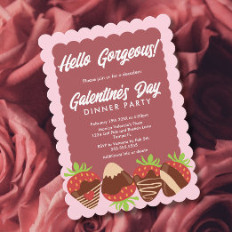 Invitación Hola, magníficas fresas Galentine's Day