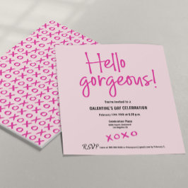 Invitación Hola magnífico personalizado rosa xoxo del Día de 