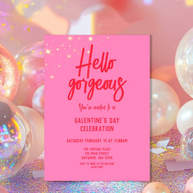 Invitación Hola magnífico Rosa del Día de Galentine (Subido por el creador)