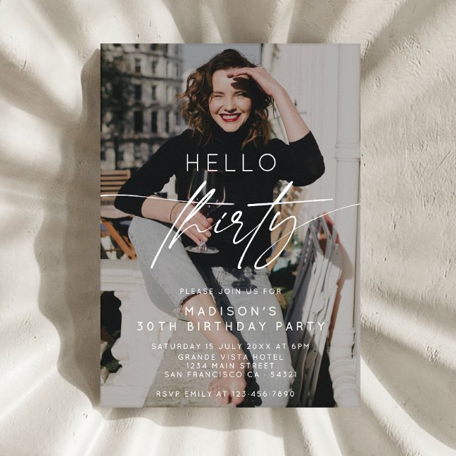 Invitación Hola Moderna 30.ª foto Fiesta de cumpleaños (Subido por el creador)