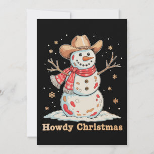 Invitación Hola Navidad Muñeco de Nieve Occidental Vaquero Na