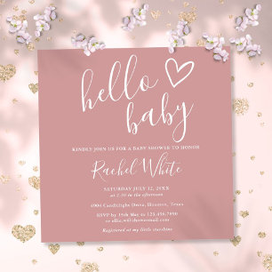 Invitación Hola Niña de Cumpleaños de Bebé Rosa Polvoriento C