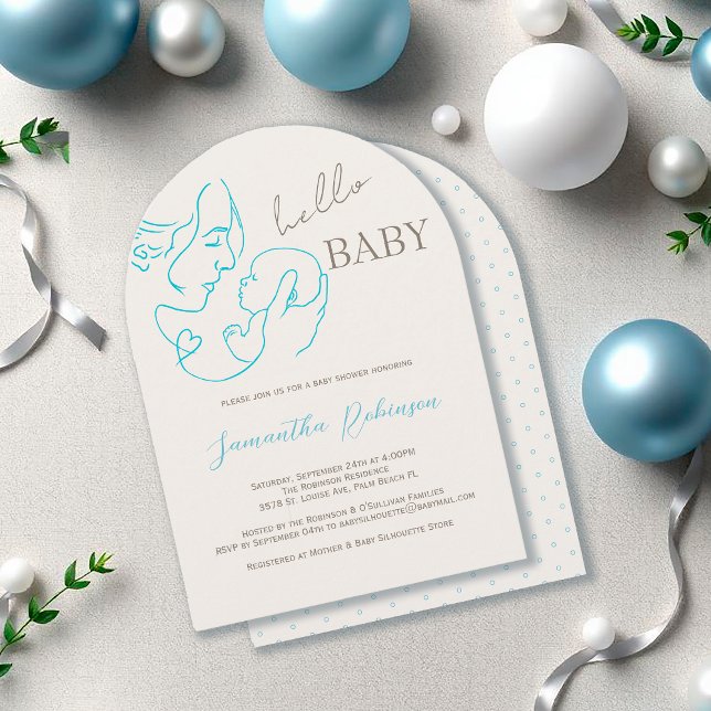 Invitación Hola niño pequeño moderno contemporáneo Baby Showe (Subido por el creador)