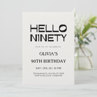 Invitación Hola Noventa Cumpleaños 90 Chic