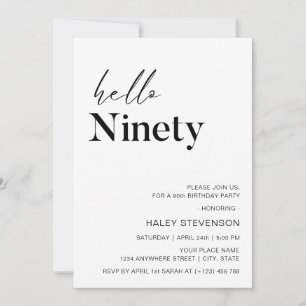 Invitación Hola Noventa Cumpleaños 90 Moderno Chic minimalist