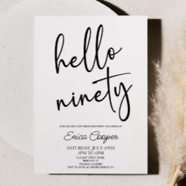 Invitación Hola Noventa Elegante Minimal Fiesta de Cumpleaños