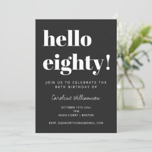 Invitación Hola Ochenta Cumpleaños 80 Elegantes Modernos